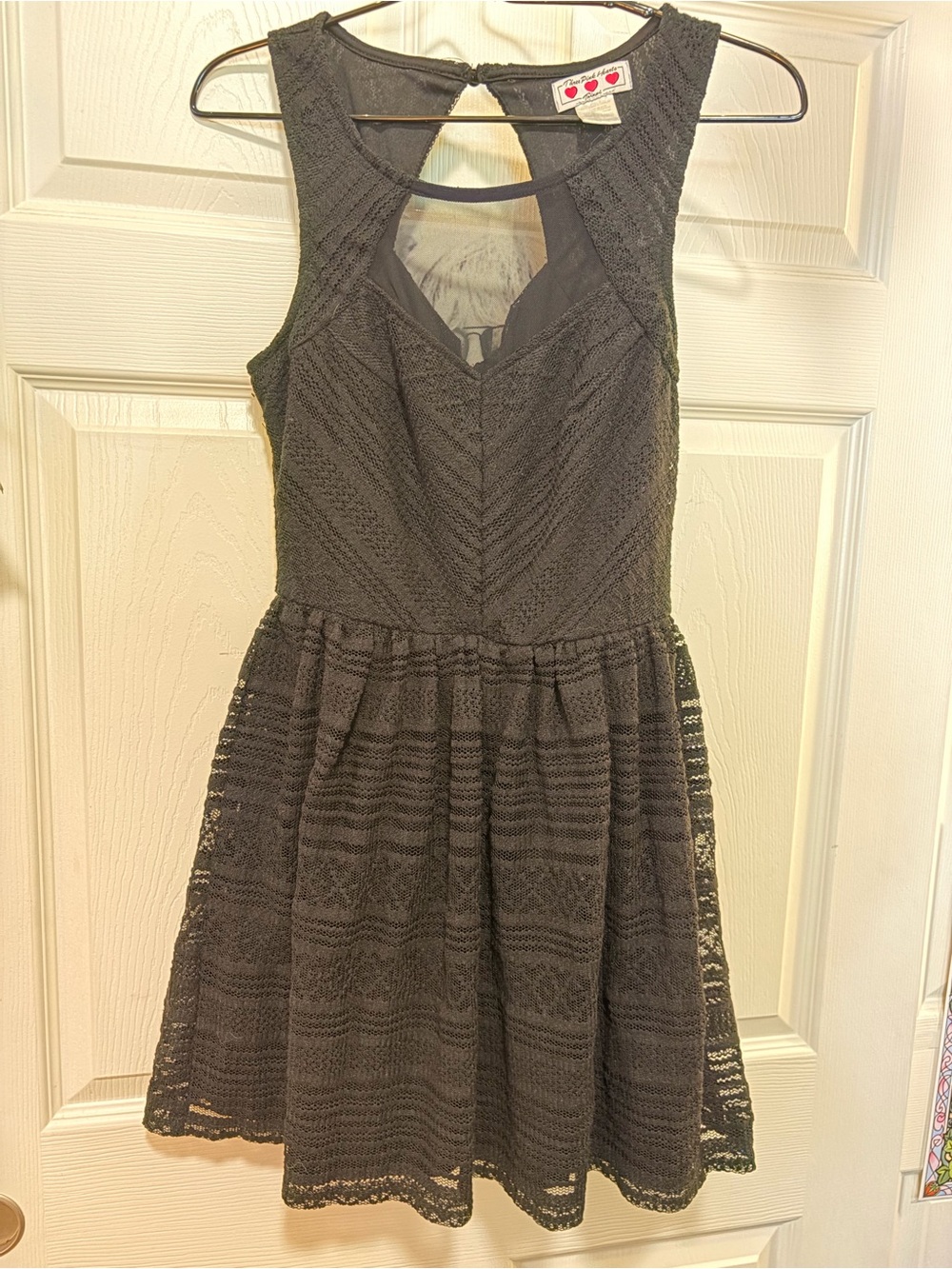 Three Hearts Black Lace Fit & Flare Mini Dress